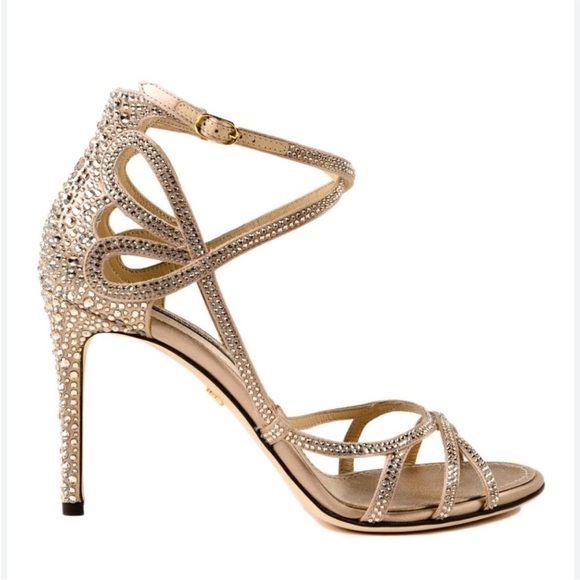 RARE Dolce & Gabbana Keira Crystal Strass champagne heels RETAIL 1,695 - Picture 1 of 9